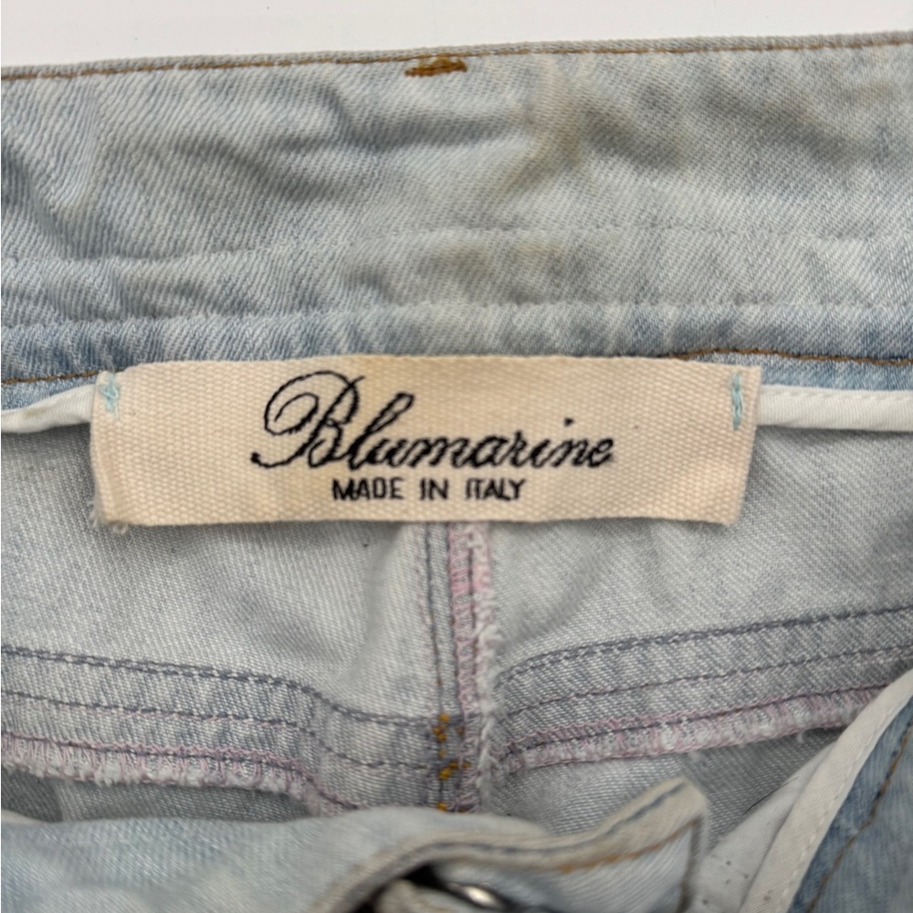 Y2K Blumarine Crystal Studded Acid Wash Distressed Jeans R-9” I-30” Size I44/D38 - Picture 12 of 16